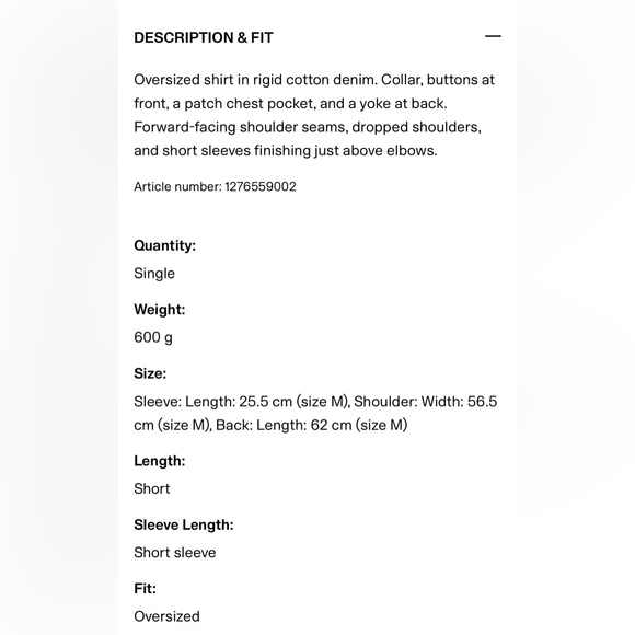 H&M SHORT SLEEVE OVERSIZED DENIM SHIRT - Picture 3 of 9